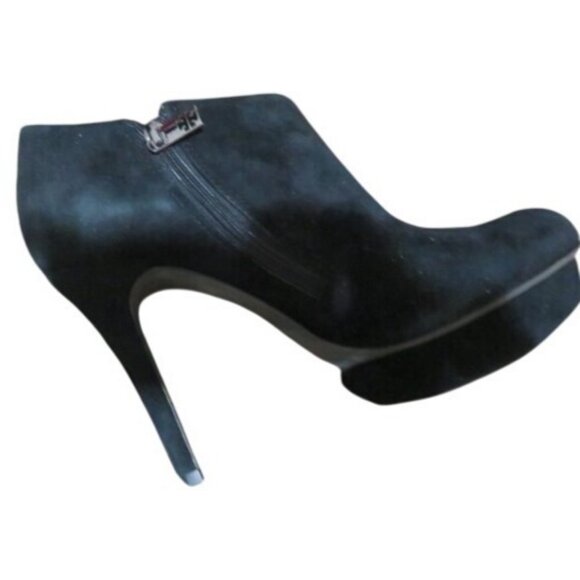 Tory Burch Cidnay Black Suede Leather Platform Ankle Booties Boots size 8.5 - Picture 6 of 12